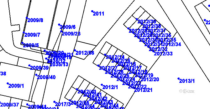 Parcela st. 2012/14 v KÚ Týniště nad Orlicí, Katastrální mapa
