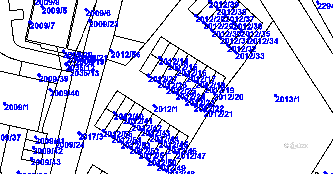 Parcela st. 2012/25 v KÚ Týniště nad Orlicí, Katastrální mapa