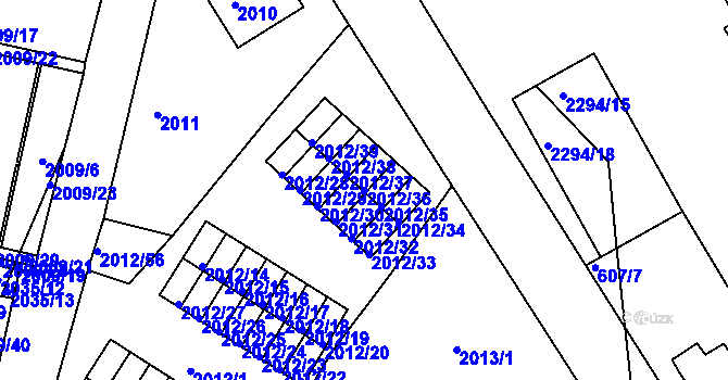 Parcela st. 2012/36 v KÚ Týniště nad Orlicí, Katastrální mapa