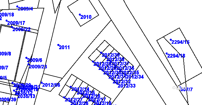 Parcela st. 2012/39 v KÚ Týniště nad Orlicí, Katastrální mapa