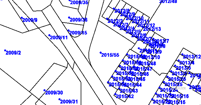 Parcela st. 2015/55 v KÚ Týniště nad Orlicí, Katastrální mapa