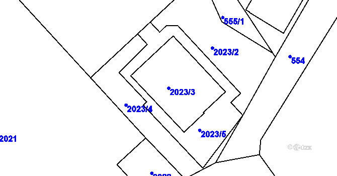 Parcela st. 2023/3 v KÚ Týniště nad Orlicí, Katastrální mapa