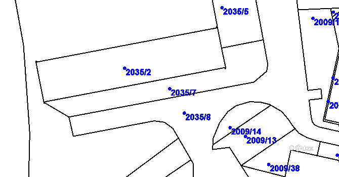 Parcela st. 2035/7 v KÚ Týniště nad Orlicí, Katastrální mapa