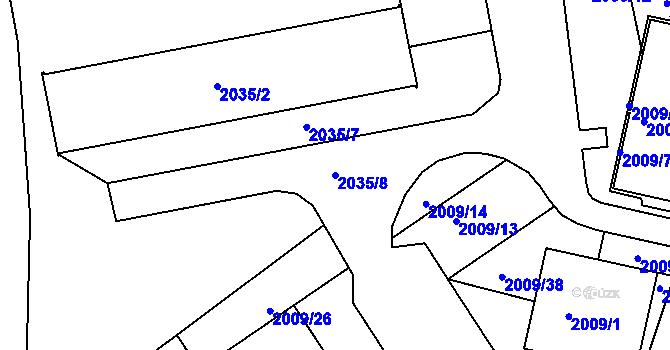Parcela st. 2035/8 v KÚ Týniště nad Orlicí, Katastrální mapa