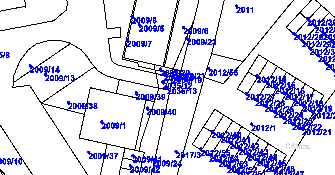 Parcela st. 2035/13 v KÚ Týniště nad Orlicí, Katastrální mapa