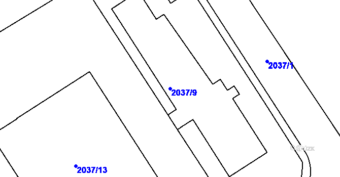Parcela st. 2037/9 v KÚ Týniště nad Orlicí, Katastrální mapa