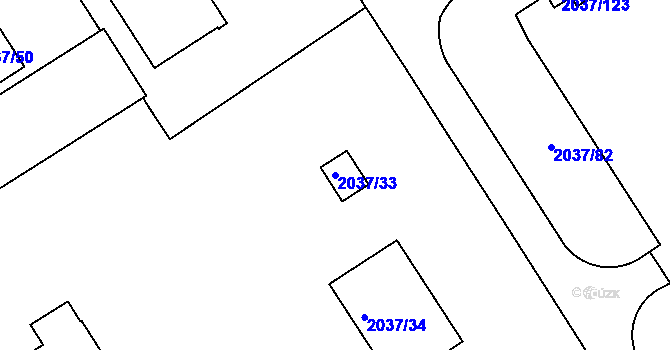 Parcela st. 2037/33 v KÚ Týniště nad Orlicí, Katastrální mapa