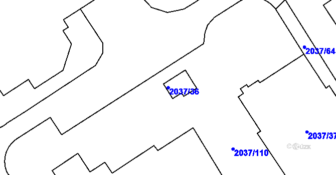 Parcela st. 2037/36 v KÚ Týniště nad Orlicí, Katastrální mapa