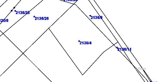 Parcela st. 2136/4 v KÚ Týniště nad Orlicí, Katastrální mapa