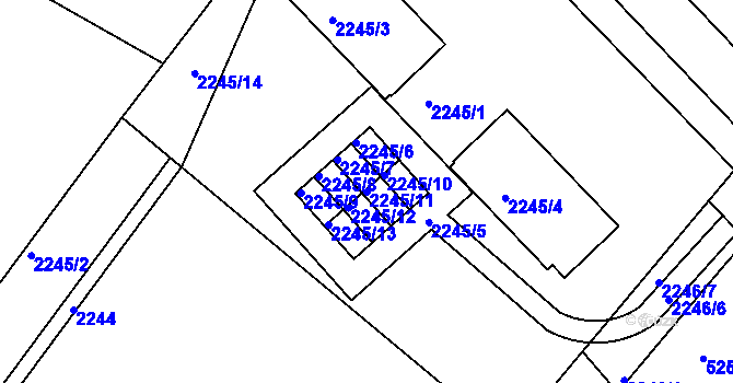 Parcela st. 2245/11 v KÚ Týniště nad Orlicí, Katastrální mapa