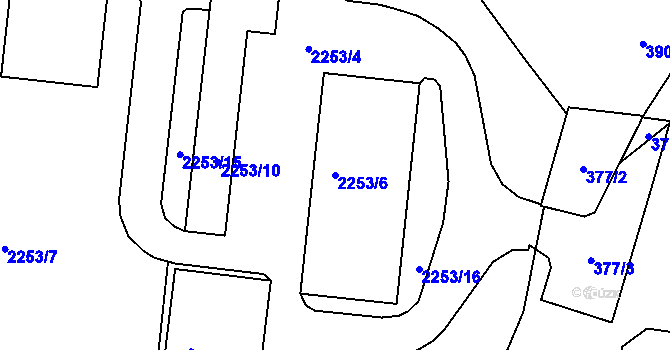 Parcela st. 2253/6 v KÚ Týniště nad Orlicí, Katastrální mapa