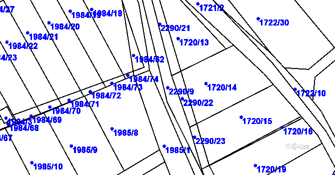 Parcela st. 2290/9 v KÚ Týniště nad Orlicí, Katastrální mapa