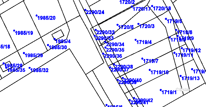 Parcela st. 2290/36 v KÚ Týniště nad Orlicí, Katastrální mapa