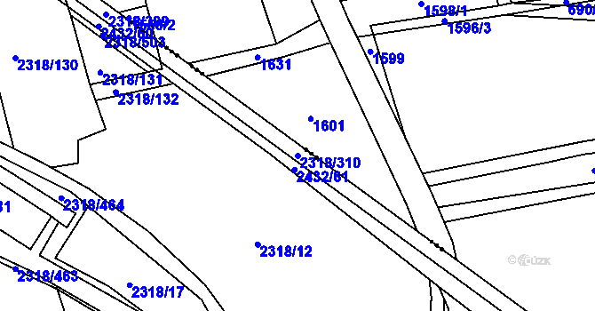 Parcela st. 2318/310 v KÚ Týniště nad Orlicí, Katastrální mapa