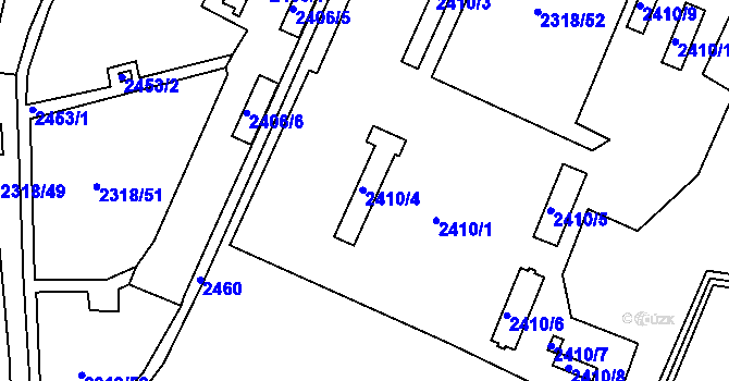Parcela st. 2410 v KÚ Týniště nad Orlicí, Katastrální mapa