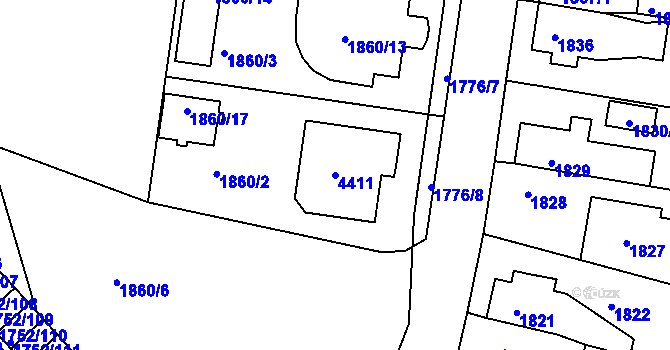 Parcela st. 4411 v KÚ Týniště nad Orlicí, Katastrální mapa