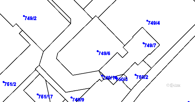 Parcela st. 749/6 v KÚ Týniště nad Orlicí, Katastrální mapa