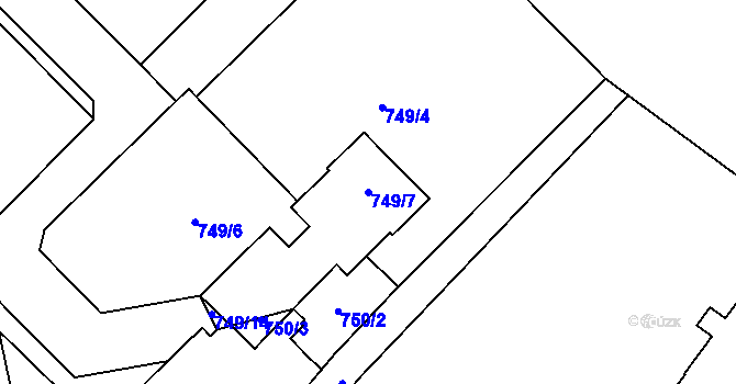 Parcela st. 749/7 v KÚ Týniště nad Orlicí, Katastrální mapa