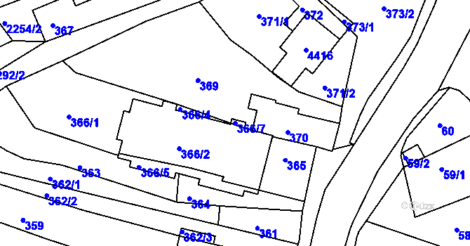 Parcela st. 366/7 v KÚ Týniště nad Orlicí, Katastrální mapa