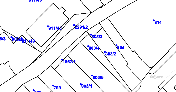 Parcela st. 803/4 v KÚ Týniště nad Orlicí, Katastrální mapa