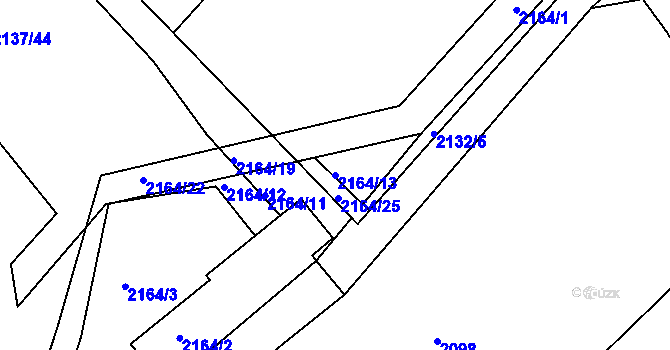 Parcela st. 2164/13 v KÚ Týniště nad Orlicí, Katastrální mapa