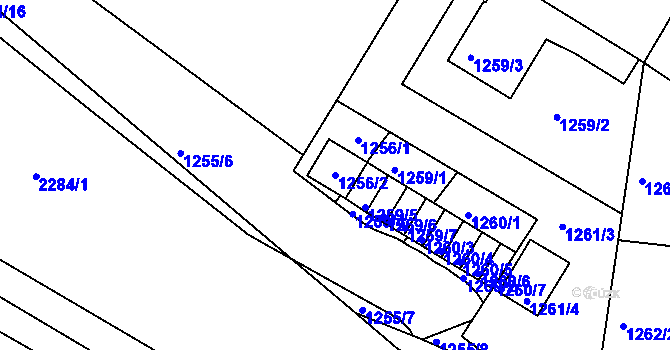 Parcela st. 1256/2 v KÚ Týniště nad Orlicí, Katastrální mapa