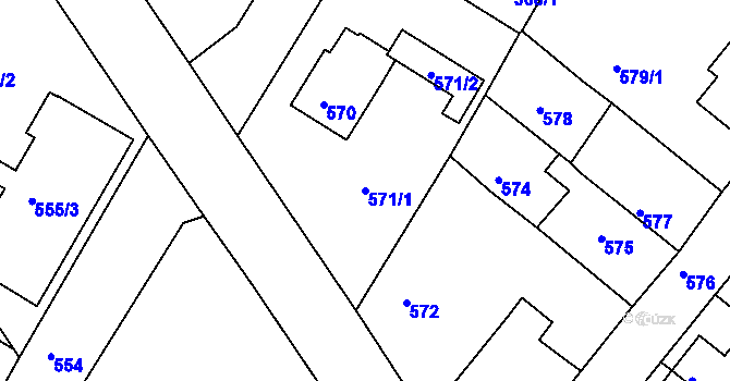 Parcela st. 571/1 v KÚ Týniště nad Orlicí, Katastrální mapa