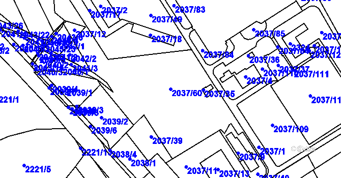 Parcela st. 2037/60 v KÚ Týniště nad Orlicí, Katastrální mapa