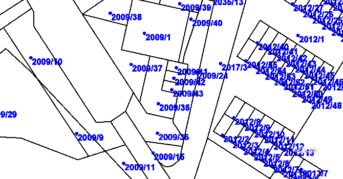 Parcela st. 2009/43 v KÚ Týniště nad Orlicí, Katastrální mapa