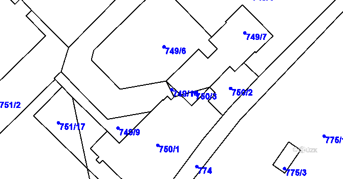 Parcela st. 749/14 v KÚ Týniště nad Orlicí, Katastrální mapa