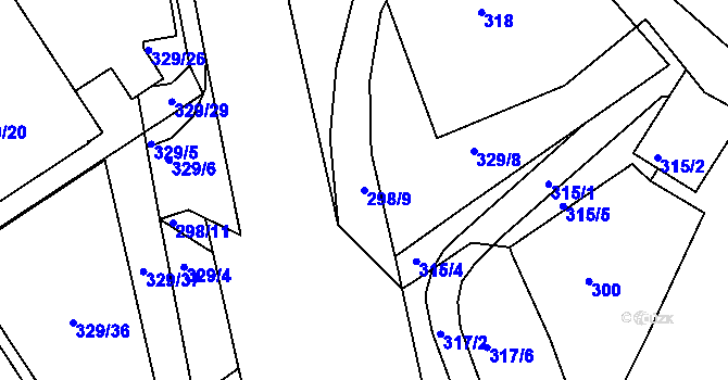 Parcela st. 298/9 v KÚ Týniště nad Orlicí, Katastrální mapa