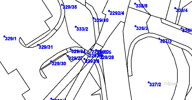 Parcela st. 2293/5 v KÚ Týniště nad Orlicí, Katastrální mapa