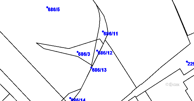 Parcela st. 686/12 v KÚ Týniště nad Orlicí, Katastrální mapa