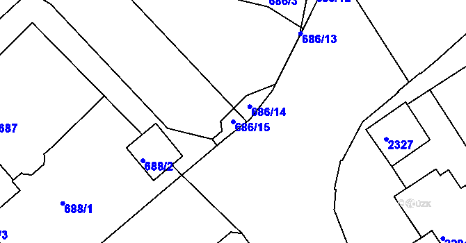 Parcela st. 686/15 v KÚ Týniště nad Orlicí, Katastrální mapa
