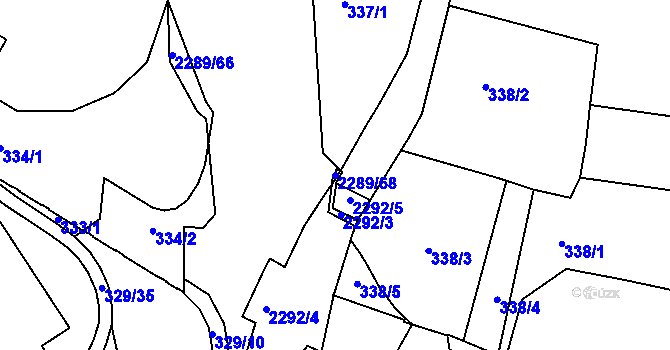 Parcela st. 2289/68 v KÚ Týniště nad Orlicí, Katastrální mapa