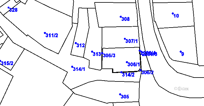 Parcela st. 306/3 v KÚ Týniště nad Orlicí, Katastrální mapa