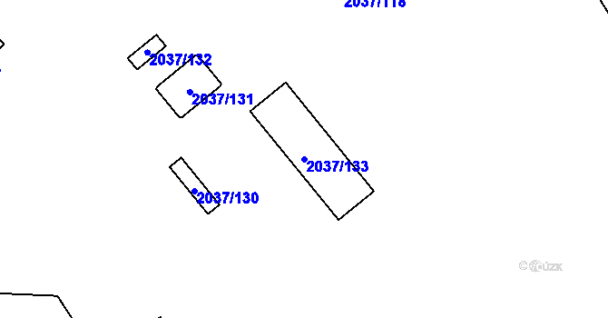 Parcela st. 2037/133 v KÚ Týniště nad Orlicí, Katastrální mapa