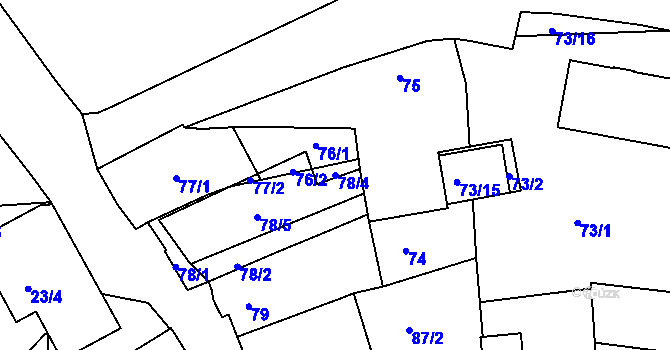 Parcela st. 78/4 v KÚ Týniště nad Orlicí, Katastrální mapa