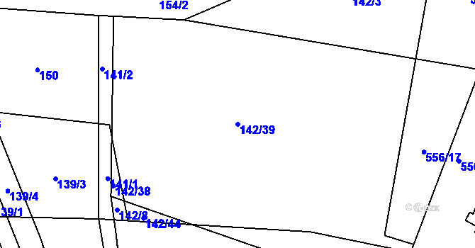 Parcela st. 142/39 v KÚ Týnišťko, Katastrální mapa