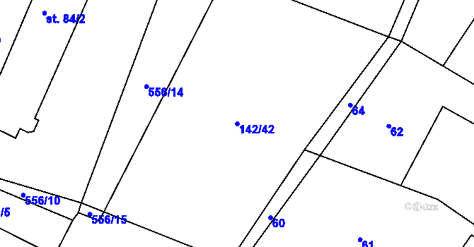 Parcela st. 142/42 v KÚ Týnišťko, Katastrální mapa