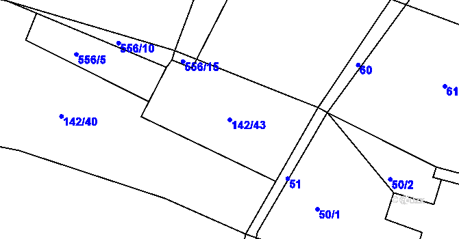 Parcela st. 142/43 v KÚ Týnišťko, Katastrální mapa