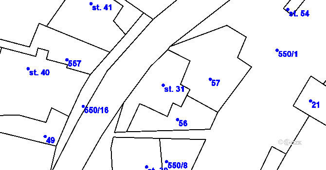 Parcela st. 31 v KÚ Týnišťko, Katastrální mapa