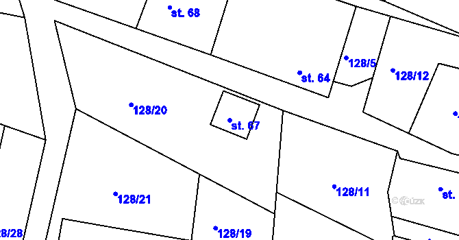 Parcela st. 67 v KÚ Týnišťko, Katastrální mapa