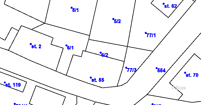 Parcela st. 6/2 v KÚ Týnišťko, Katastrální mapa