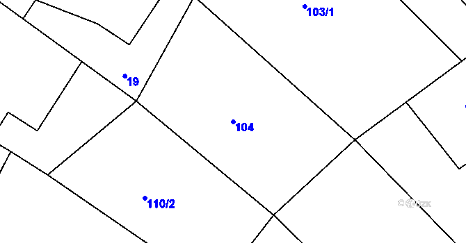 Parcela st. 104 v KÚ Týnišťko, Katastrální mapa