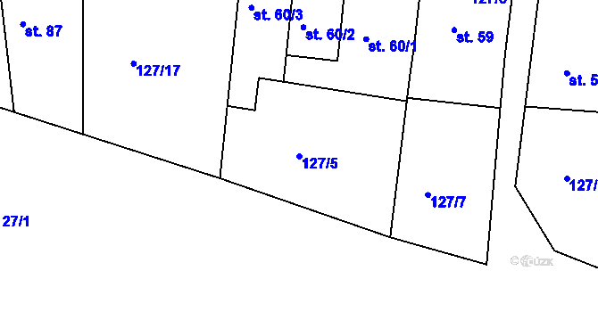 Parcela st. 127/5 v KÚ Týnišťko, Katastrální mapa