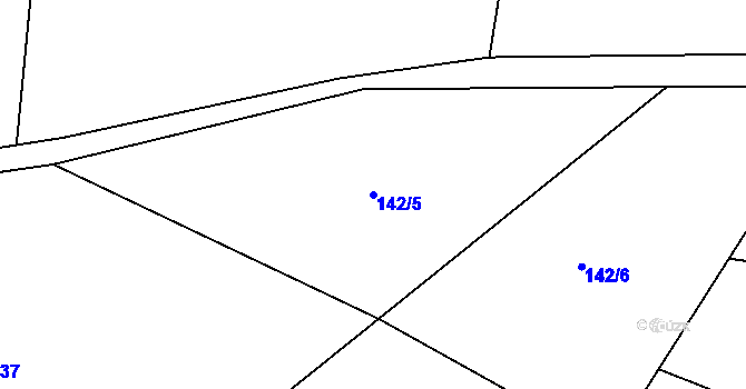Parcela st. 142/5 v KÚ Týnišťko, Katastrální mapa