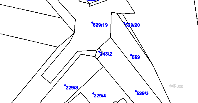 Parcela st. 243/2 v KÚ Týnišťko, Katastrální mapa