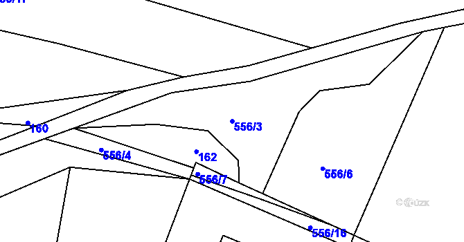 Parcela st. 556/3 v KÚ Týnišťko, Katastrální mapa