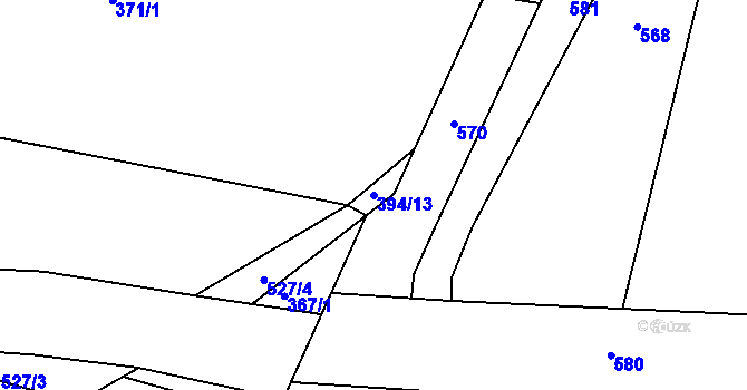 Parcela st. 394/13 v KÚ Týnišťko, Katastrální mapa